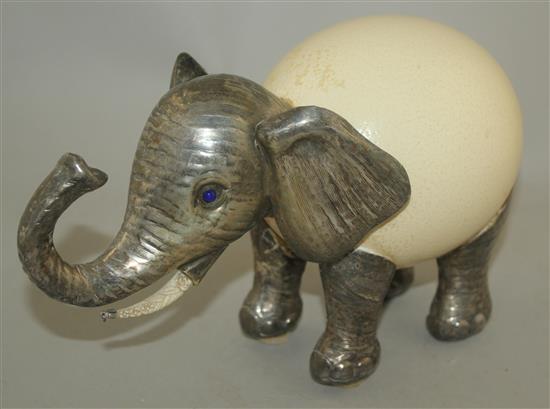 Gabriella Binazzi, Italian. An ostrich egg model elephant, 13in.